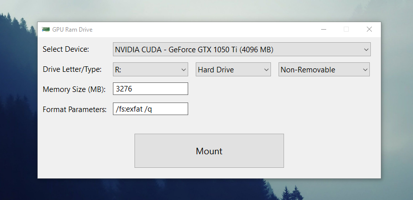 Install a Game on GPU's VRAM using GPU RAM Drive